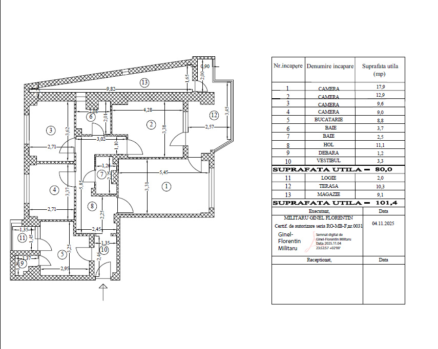 Apartament 4 Camere Decomandat DE RENOVAT 101 MP Total