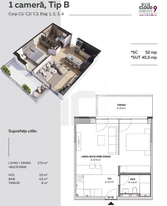 Studio | Cloud 9 Evolution | Investitie | 45.5 mp | Finalizare 09.2026