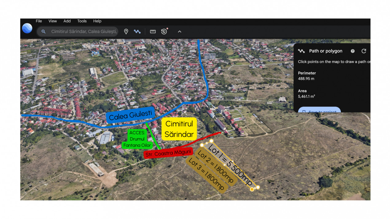 GIULESTI | Teren intravilan PUZ V3a2 9000mp ideal terenuri de sport